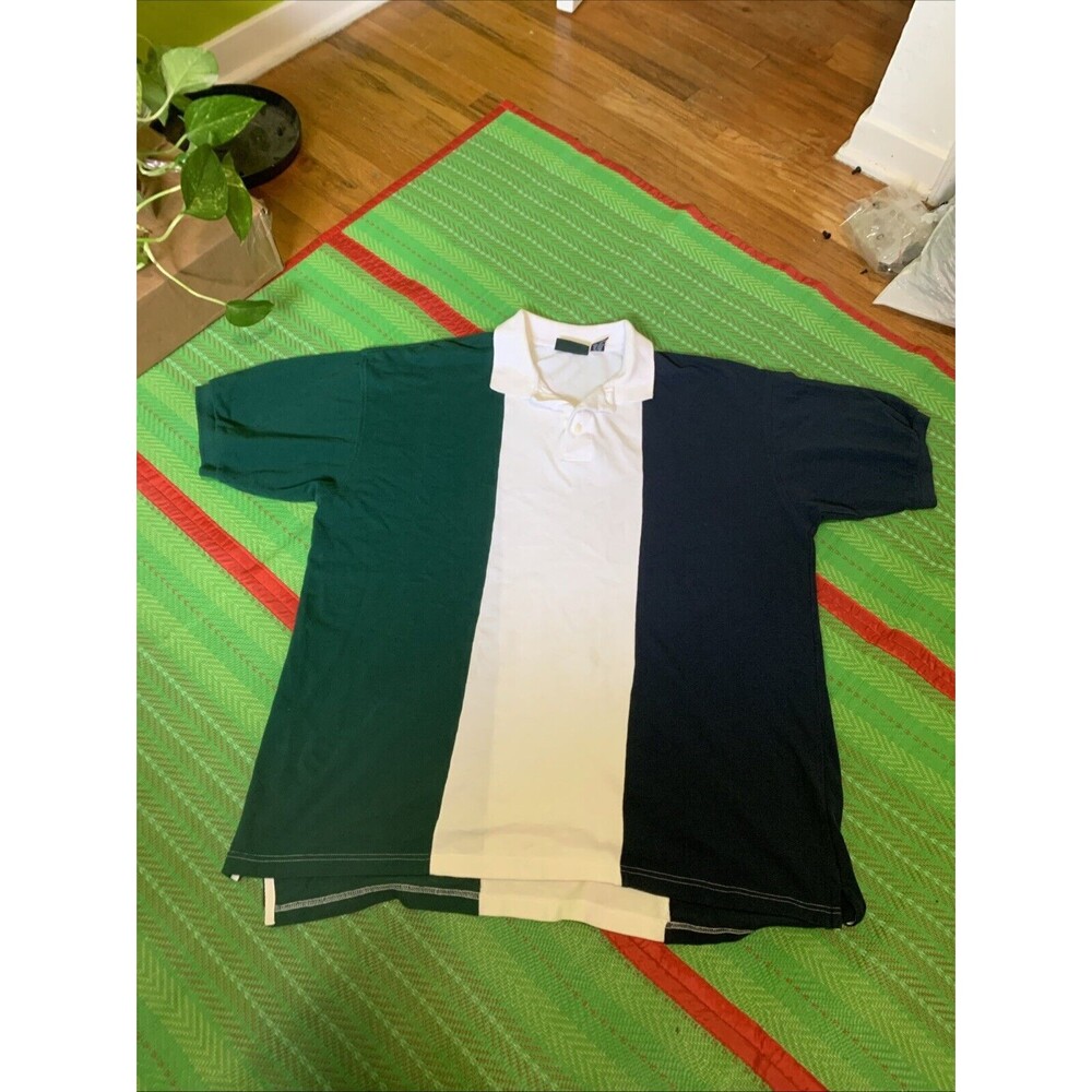 VTG Trader Bay Vertical Stripes Short Sleeve Button Collared  Shirt XL T 90s Y2K